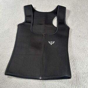 Jayefo Sauna Suit Shirt Women Small Black Neoprene One-Piece Activewear Zip Tank